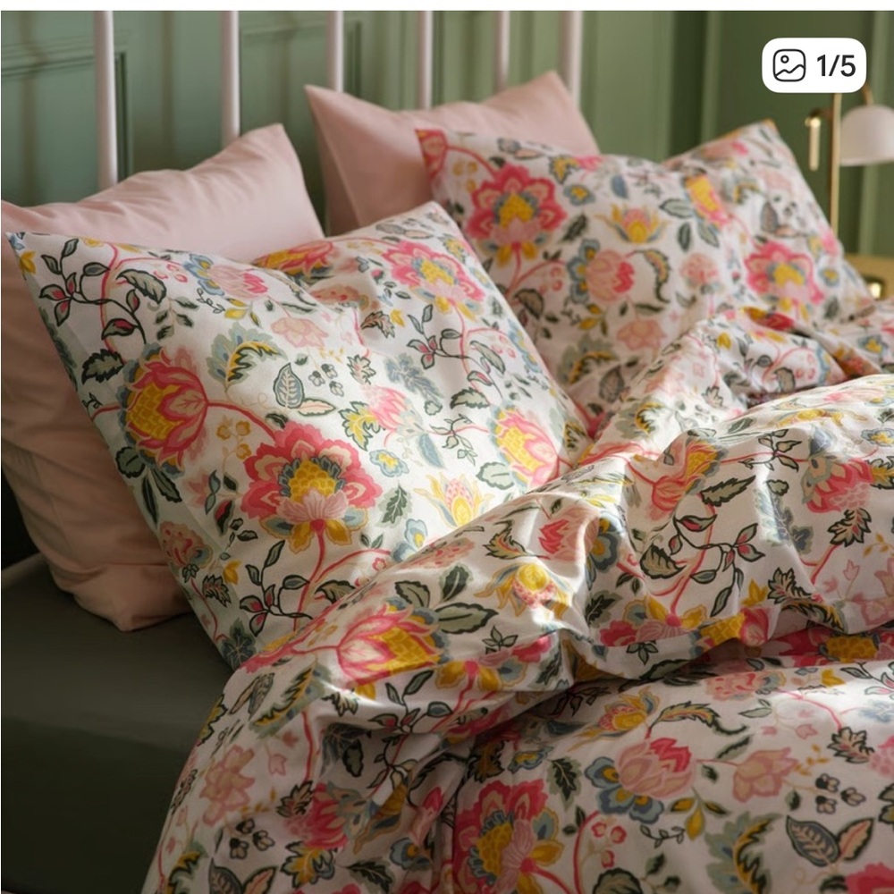 IKEA Floral Duvet Cover in Pink, Yellow, Green